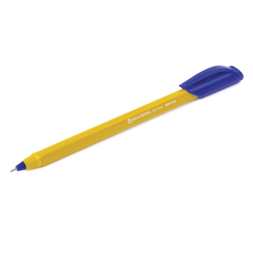 Ручка шариковая масляная BRAUBERG "Extra Glide Orange", трехгранная, линия письма 0,35 мм, синяя фото 10