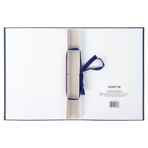 Папка-обложка для дипломного проекта STAFF, А4, 215х305 мм, фольга, 3 отверстия под дырокол, синяя фото 4