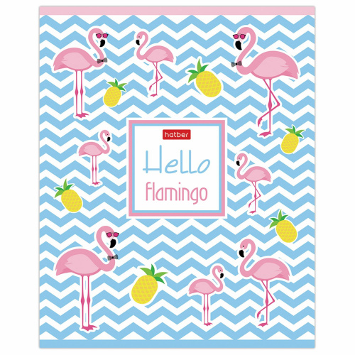Тетрадь HATBER "Фламинго", 18 л., скоба, клетка, обложка картон, тиснение фото 8