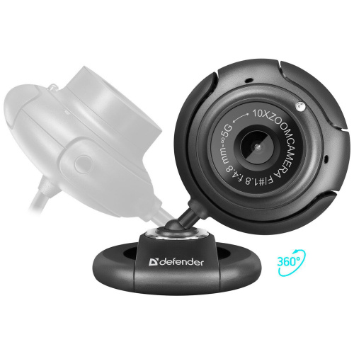 Веб-камера DEFENDER, 2 Мп, микрофон, USB 2.0, регулируемое крепление, черная фото 5