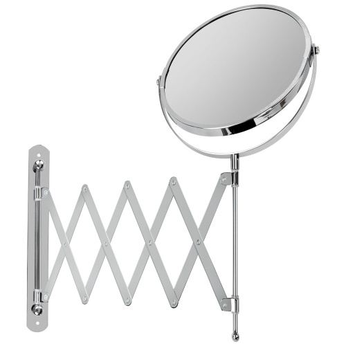 Зеркало настенное BRABIX, диаметр 17 см, двусторонее, с увеличением, нержавеющая сталь, гармошка фото 4