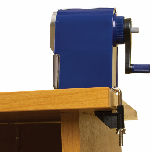 Точилка механическая BRAUBERG "ORIGINAL", для ч/гр и цвет карандашей, креплен к столу, корпус синий фото 8