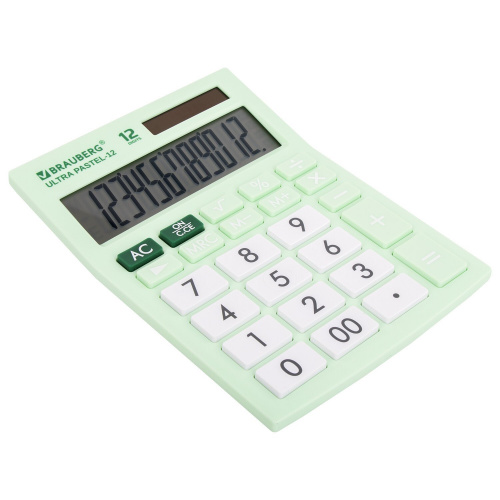 Калькулятор настольный BRAUBERG, 192x143 мм, 12 разрядов, двойное питание, мятный фото 2