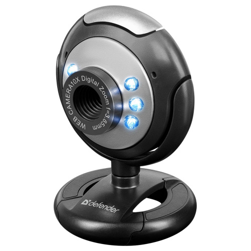 Веб-камера DEFENDER, 0,3 Мп, микрофон, USB 2.0/1.1+3.5 мм jack, подсветка, черная фото 2