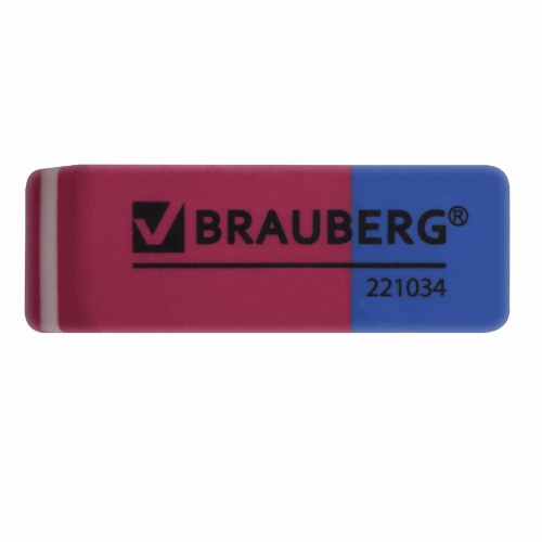 Ластик BRAUBERG "Assistant 80", 41х14х8 мм, красно-синий, прямоугольный, скошенные края фото 2