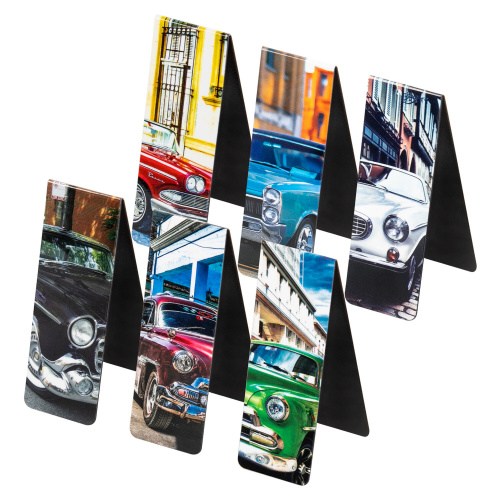 Закладки для книг BRAUBERG "RETRO CARS", 6 шт., 60x20 мм, магнитные фото 6