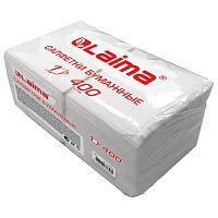 Салфетки бумажные LAIMA "Big Pack" 24х24 см, 400 шт. / пач, белые, 100% целлюлоза