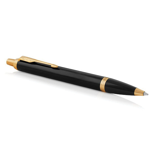 Ручка шариковая PARKER "IM Core Black Lacquer GT", корпус черный, позолоченные детали, синяя фото 6