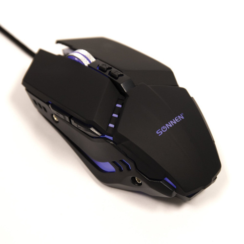 Мышь проводная игровая SONNEN Z5, металл/пластик, 7 кнопок, 800-3200 dpi, LED-подсветка, черная фото 7