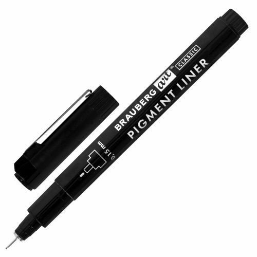 Капиллярные ручки линеры 16 шт. черные, 0,15-3,0 мм, BRAUBERG ART CLASSIC, 143946 фото 7