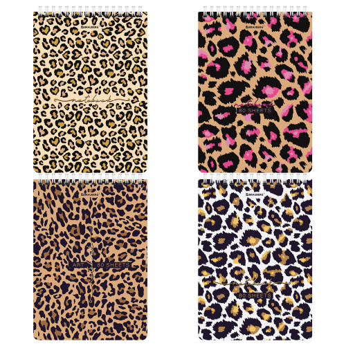 Блокнот А5 (146х206 мм), 80 л., гребень, картон, жесткая подложка, клетка, BRAUBERG, "Leopard" фото 7