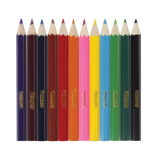 Карандаши цветные ПИФАГОР "МАЛЫШИ-КАРАНДАШИ", 12 цветов, укороченные заточенные фото 4