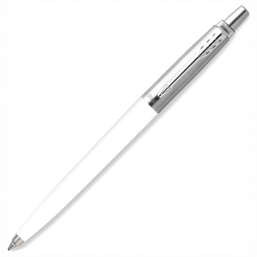 Ручка шариковая PARKER "Jotter Orig White", корпус белый, детали нержавеющая сталь, синяя