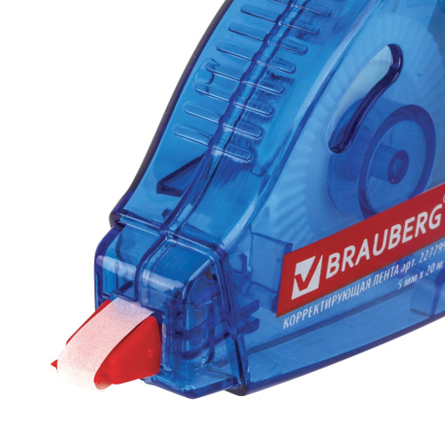 Корректирующая лента BRAUBERG, 5 мм х 20 м, корпус синий, механизм перемотки, блистер фото 5