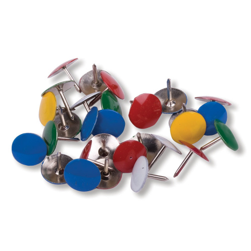 Кнопки канцелярские BRAUBERG, металлические, цветные, 10 мм, 50 шт., в картонной коробке фото 4