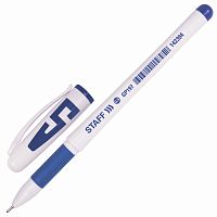Ручка гелевая с грипом STAFF "Manager", корпус белый, игольчатый узел 0,5 мм, синяя
