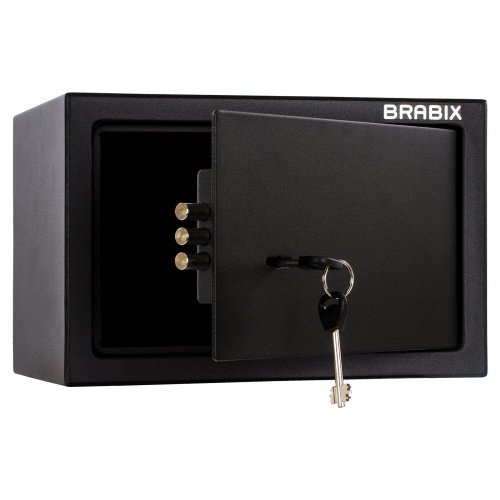 Сейф мебельный BRABIX "SF-200KL", 200х310х200 мм, ключевой замок, черный