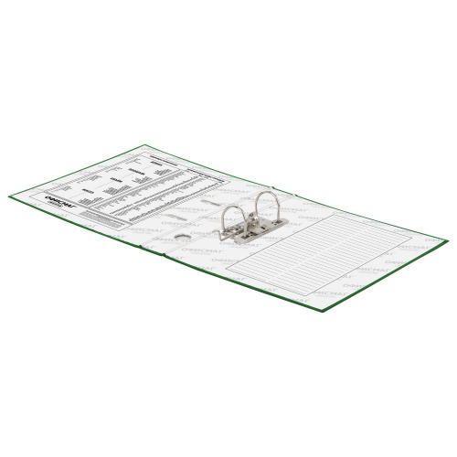 Папка-регистратор ОФИСМАГ, с арочным механизмом, покрытие из ПВХ, 50 мм, зеленая фото 3