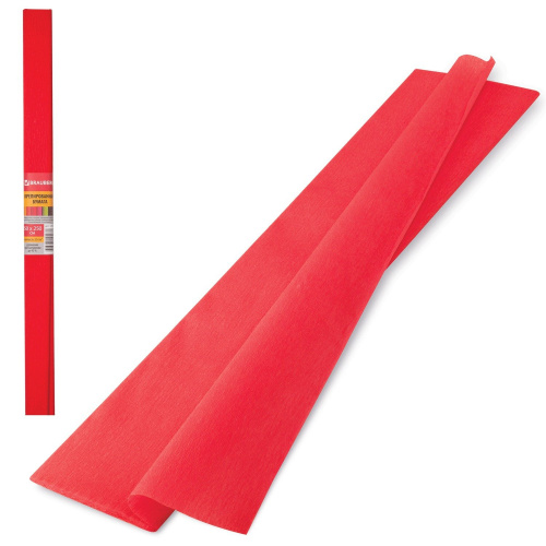 Бумага гофрированная (креповая) BRAUBERG, 32 г/м2, красная, 50х250 см, в рулоне
