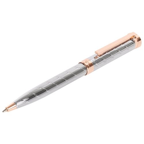 Ручка подарочная шариковая GALANT "ESQUISSE", корпус серебристый, детали розовое золото, синяя фото 7
