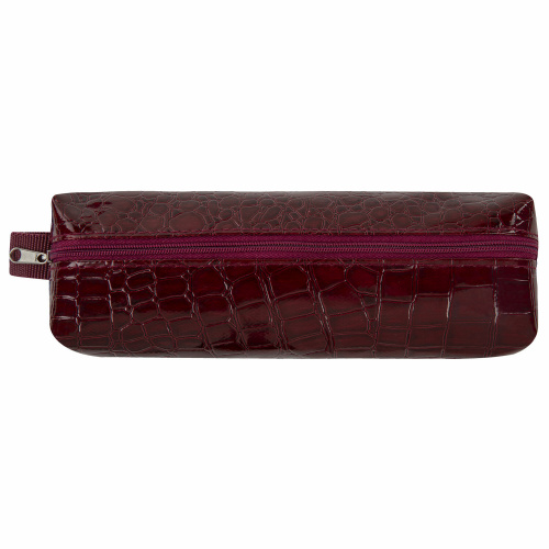 Пенал-косметичка BRAUBERG "Ultra maroon", 20х6х4 см, крокодиловая кожа фото 5