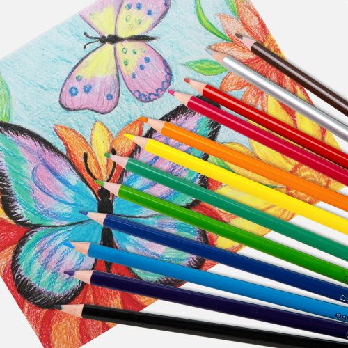 Карандаши цветные ОФИСМАГ 12 цветов, грифель мягкий 3 мм, 181956 фото 6