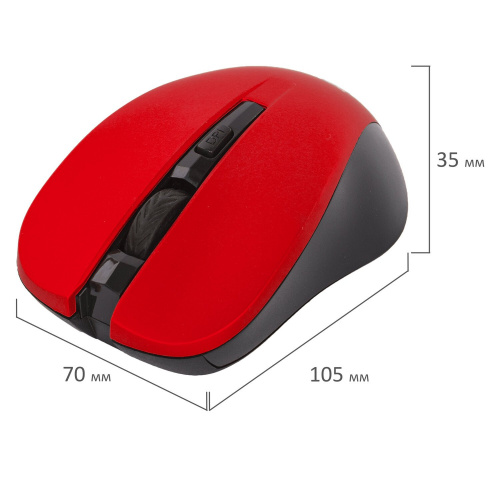 Мышь беспроводная с бесшумным кликом SONNEN V18, USB, 800/1200/1600 dpi, 4 кнопки, красная фото 7
