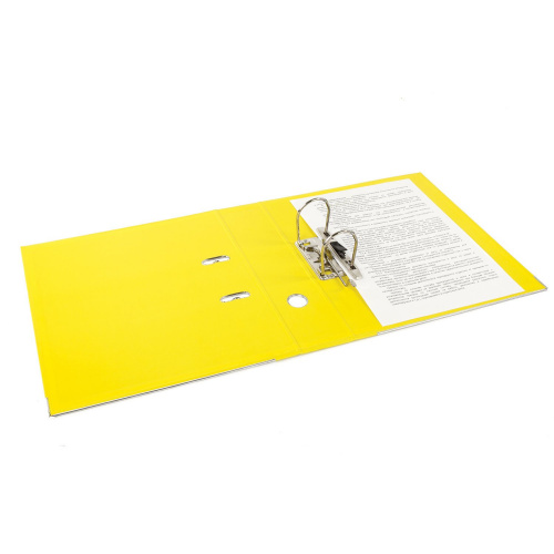 Папка-регистратор BRAUBERG "EXTRA", 75 мм, желтая, двустороннее покрытие пластик, металлич уголок фото 2