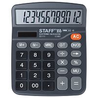 Калькулятор настольный STAFF, 180x145 мм, 12 разрядов, батарейка АА, двойное питание