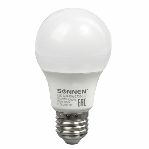 Лампа светодиодная SONNEN, 10 (85) Вт, цоколь Е27, грушевидная, теплый белый свет, 30000 ч фото 2