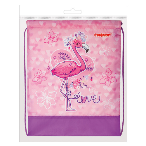 Мешок для обуви ПИФАГОР "Cute Flamingo", 1 отделение, 42х34 см фото 5
