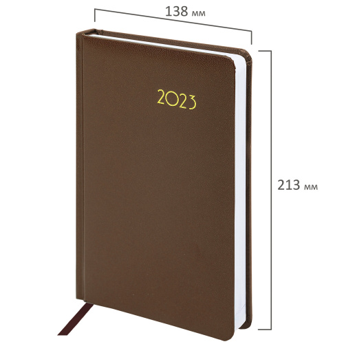 Ежедневник датированный 2023 BRAUBERG "Select", А5, 138x213 мм, балакрон, коричневый фото 7