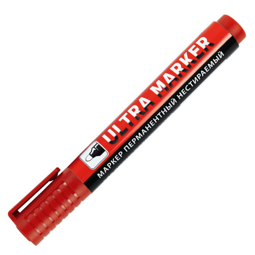 Маркер перманентный BRAUBERG ULTRA MARKER, 3,5 мм, с клипом, красный фото 7