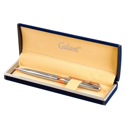 Ручка подарочная шариковая GALANT "NUANCE SILVER", корпус серебристый, детали розовое золото, синяя фото 6