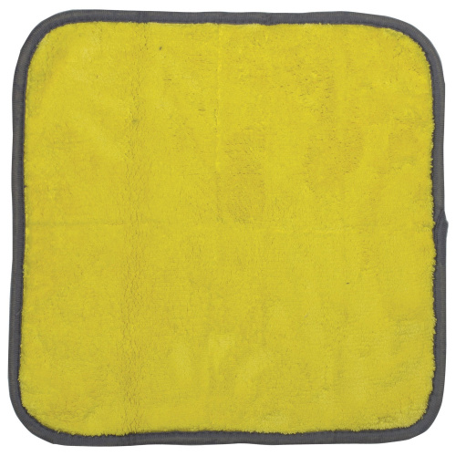 Салфетка универсальная LAIMA, 35х35 см, двусторонняя, плотная микрофибра (плюш), желтая/серая фото 5