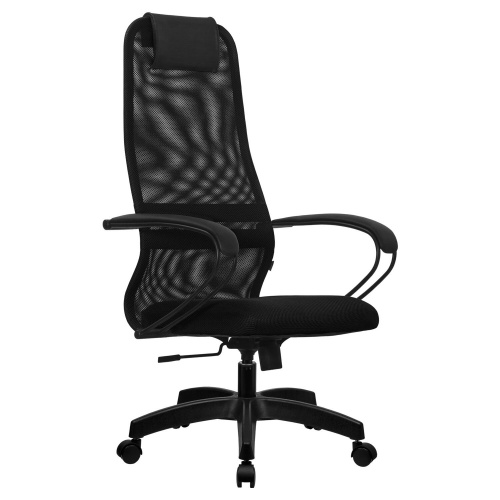 Кресло МЕТТА "SU-B-8" пластик, ткань-сетка, сиденье мягкое, черное фото 4