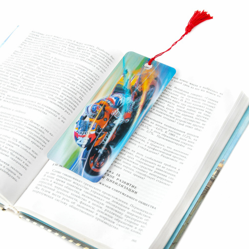 Закладка для книг BRAUBERG "Мотогонки", объемная, с декоративным шнурком-завязкой фото 5