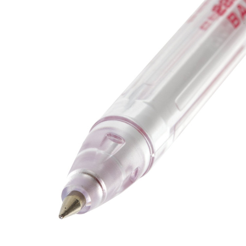 Ручка шариковая масляная PENSAN "Global-21", корпус прозрачный, линия письма 0,3 мм, красная фото 4