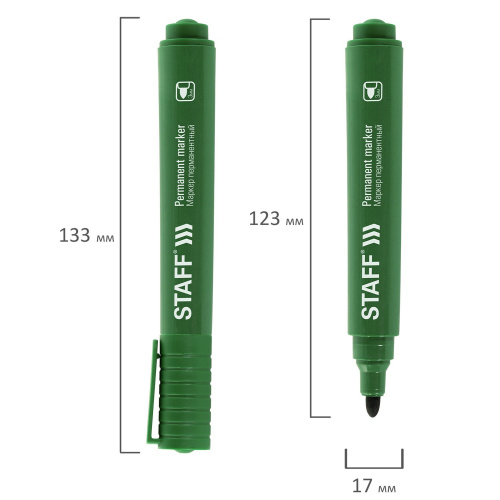 Маркер перманентный STAFF "Basic Budget PM-125", круглый наконечник 3 мм, зеленый фото 5