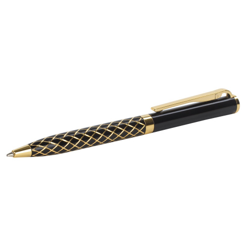 Ручка подарочная шариковая GALANT "Klondike", корпус черный с золотистым, синяя фото 6