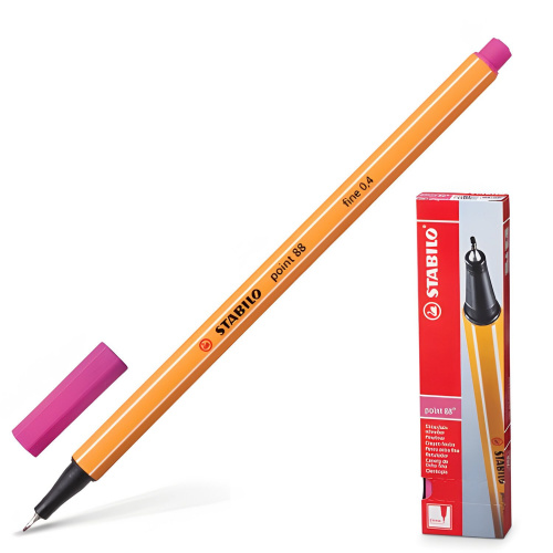 Ручка капиллярная (линер) STABILO "Point", корпус оранжевый, линия письма 0,4 мм, розовая