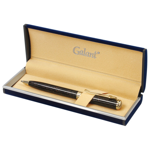 Ручка подарочная шариковая GALANT "TINTA MARBLE", корпус коричневый, золотистые детали, синяя фото 2