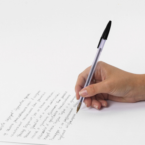 Ручка шариковая STAFF "Basic Budget BP-04", линия письма 0,5 мм, с штрихкодом, черная фото 8