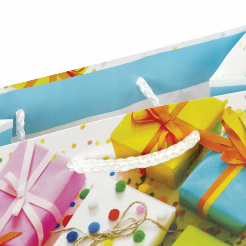 Пакет подарочный ЗОЛОТАЯ СКАЗКА "Яркие подарки", 17,8x9,8x22,9 см, ламинированный фото 3