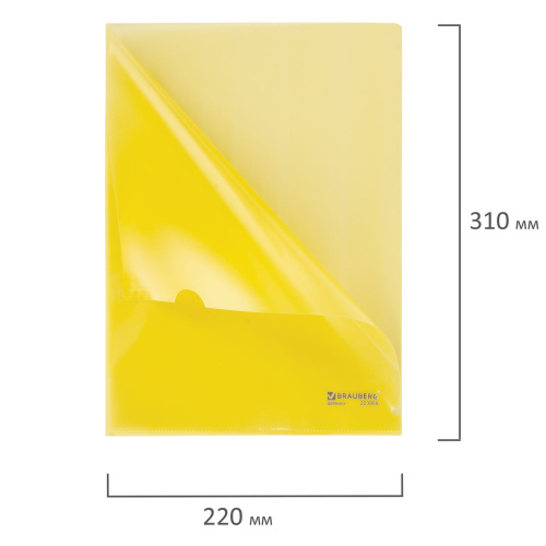 Папка-уголок BRAUBERG, 0,15 мм, желтая фото 6