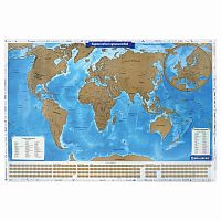 Политическая скретч-карта мира BRAUBERG "Путешествия", 86х60 см, 1:37,5М, в тубусе