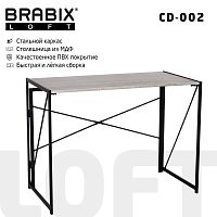 Стол на металлокаркасе BRABIX "LOFT CD-002", 1000х500х750 мм, складной, цвет дуб антик