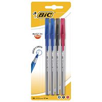 Ручки шариковые с грипом BIC "Round Stic Exact", 4 шт, 3 цв., линия письма 0,28 мм, блистер