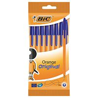 Ручки шариковые BIC "Orange Fine", 8 шт., линия письма 0,32 мм, пакет, синие