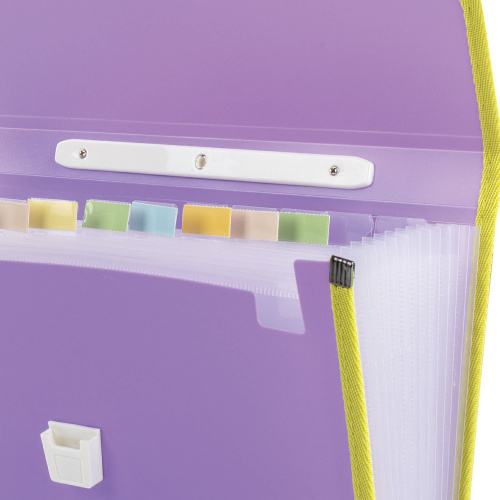 Папка-портфель пластиковая BRAUBERG "JOY", А4, 13 отделений, с окантовкой, фиолетовая фото 8